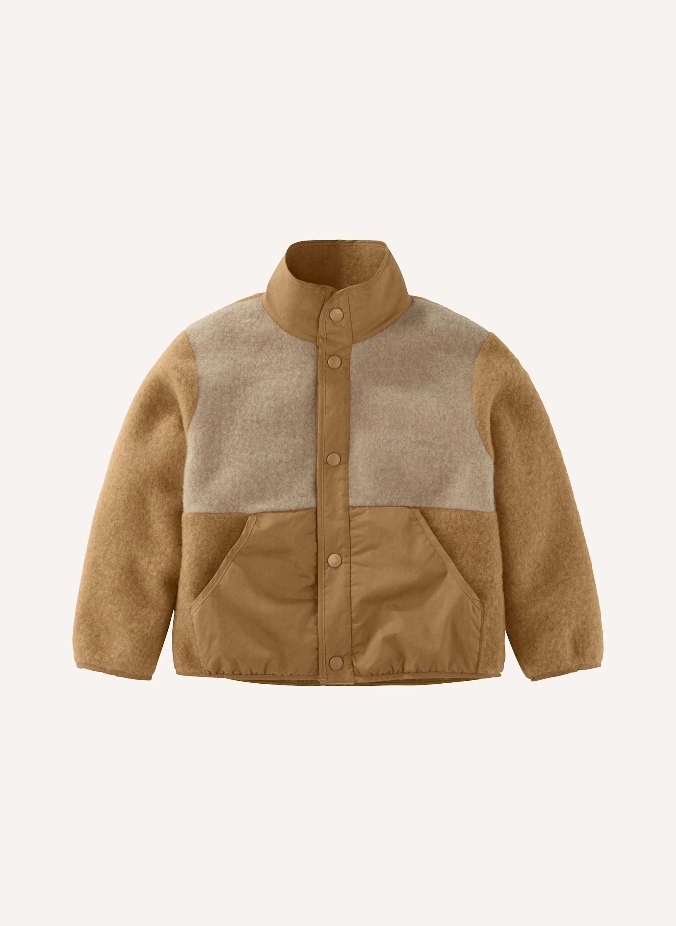 hessnatur hessnatur Wollfleecejacke Regular mit Patch aus reiner Schurwolle