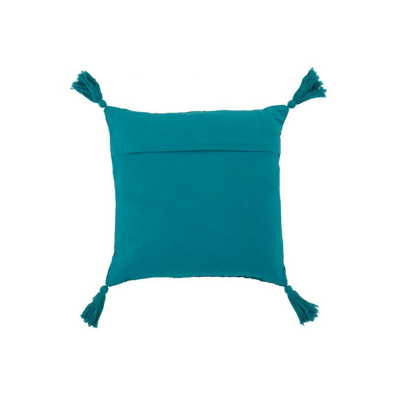 FAYOLA - Coussin carré coton turquoise 45x45