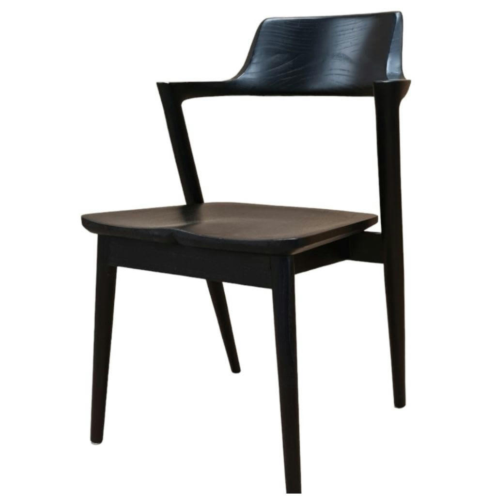 HIRO NOIR - Chaise noir tendance en bois avec accoudoirs