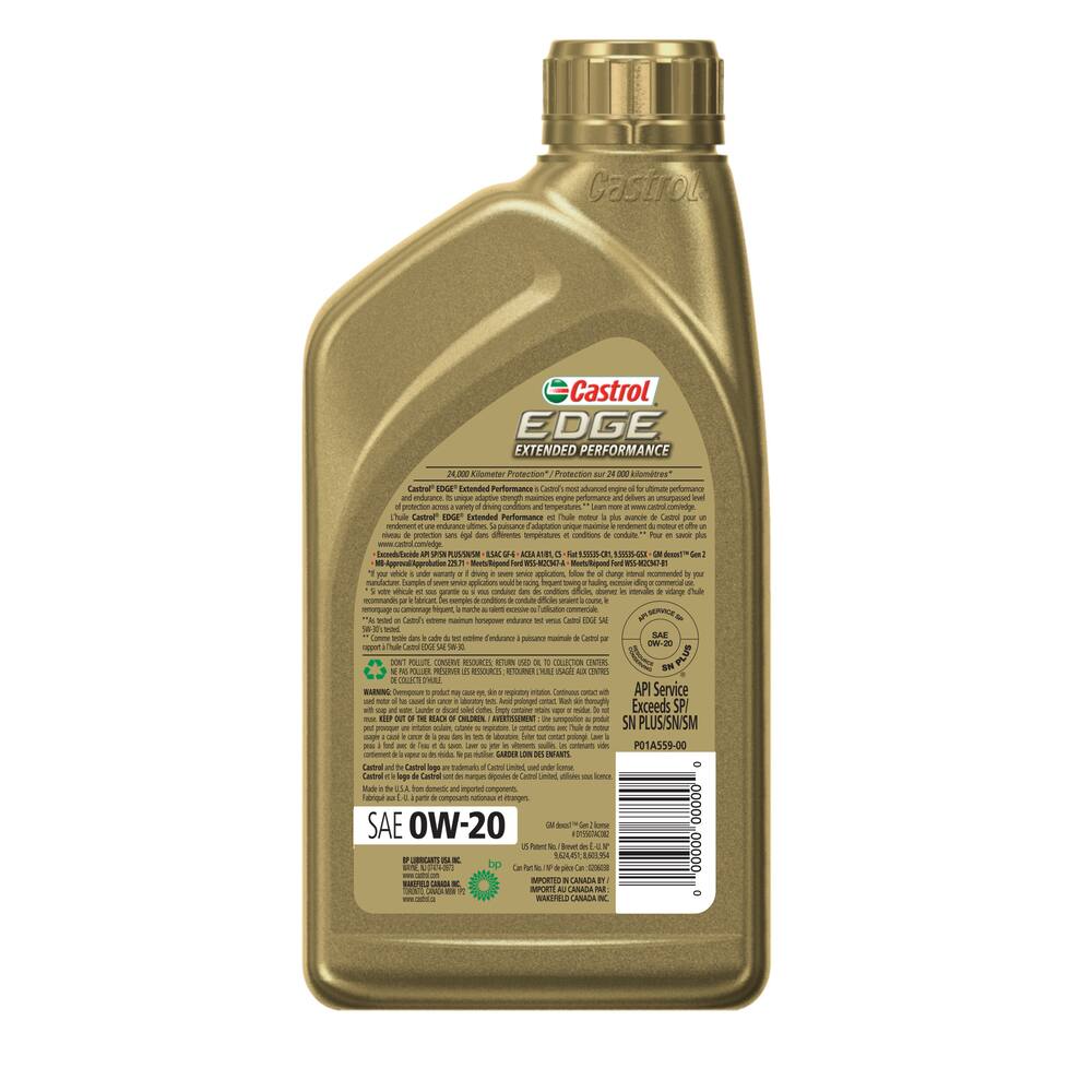 Castrol EDGE Extended Performance 0W20 Synthetic Engine/Motor Oil, 1-L