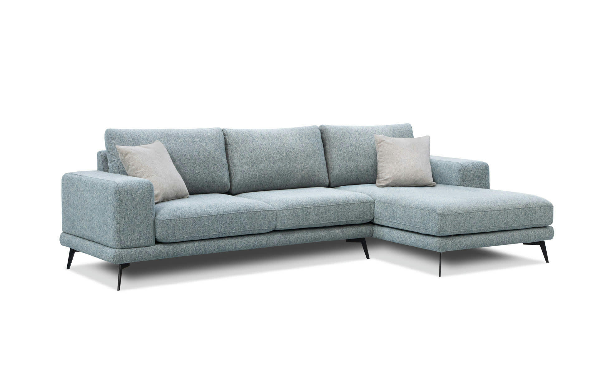 MEDIOLANE - Canapé d'angle droit 4 places tissu bleu clair