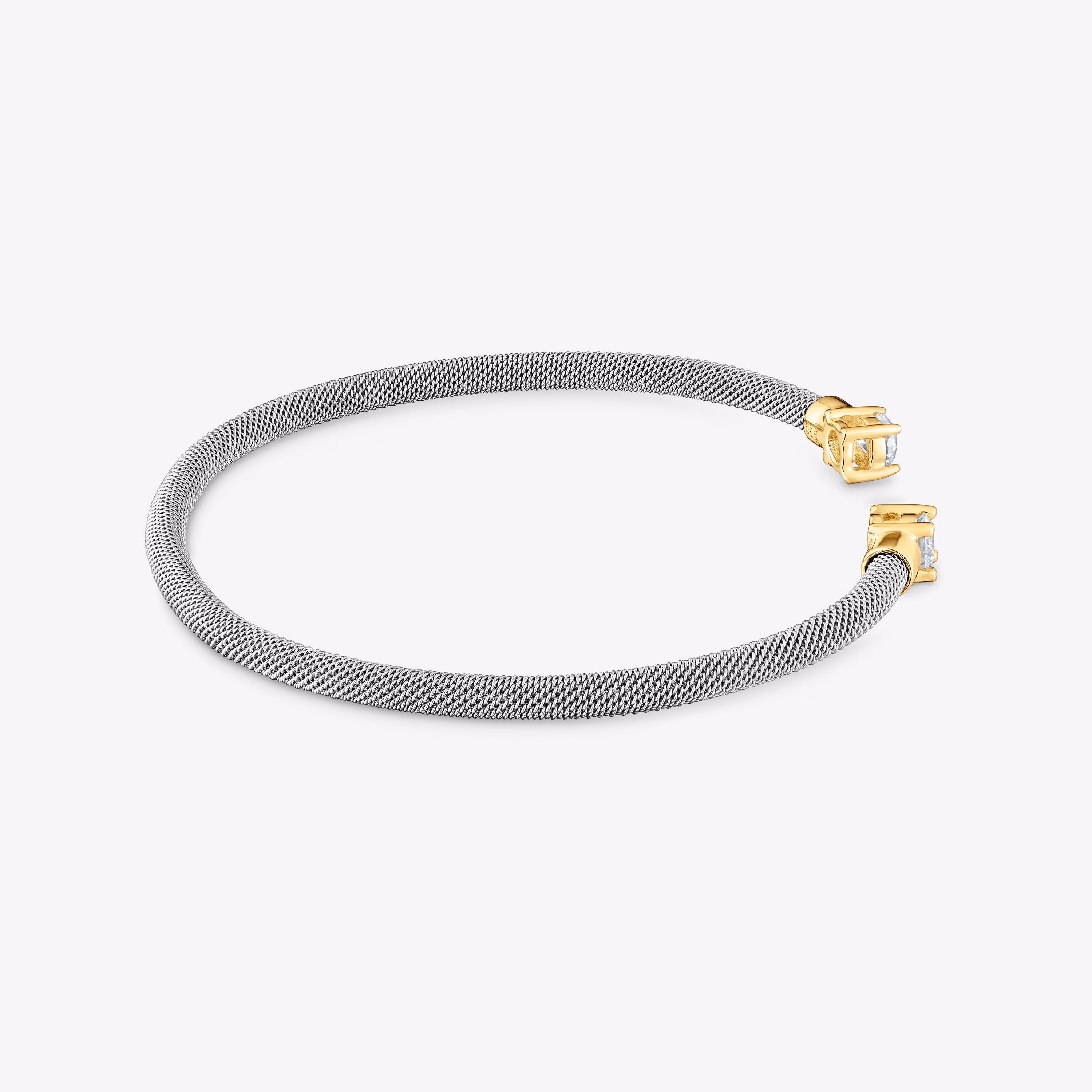 Pulsera esclava acero, oro 14 kt  y diamantes creados en laboratorio TOUS Mesh LGD