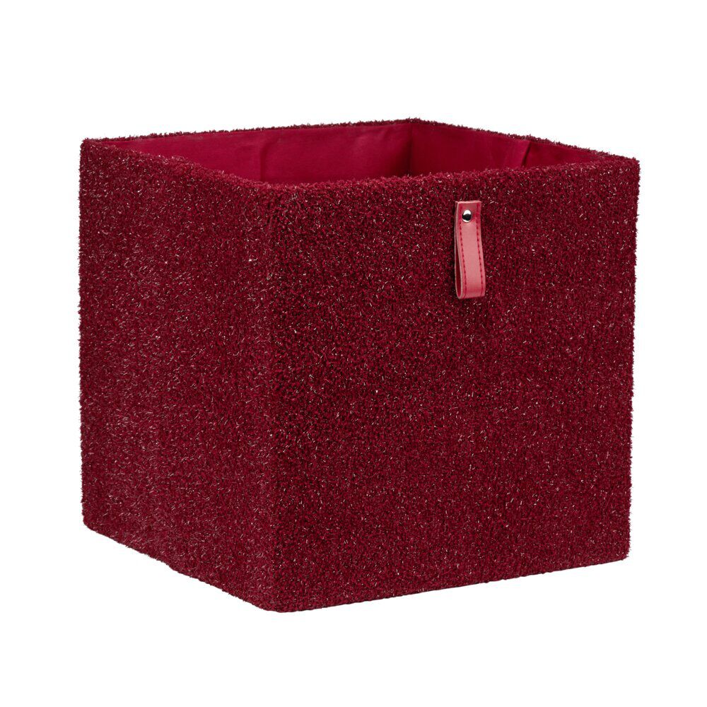 Panier de rangement 22L velours rouge 30x30xH30cm