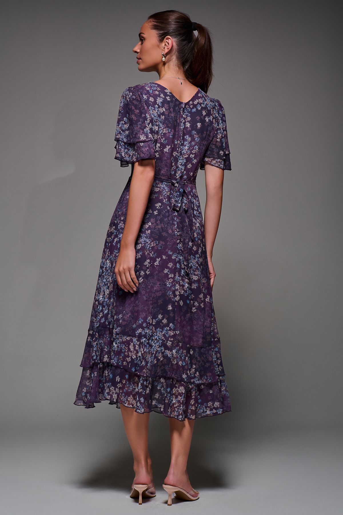 Jolie Moi Frill Detail Chiffon Midaxi Dress