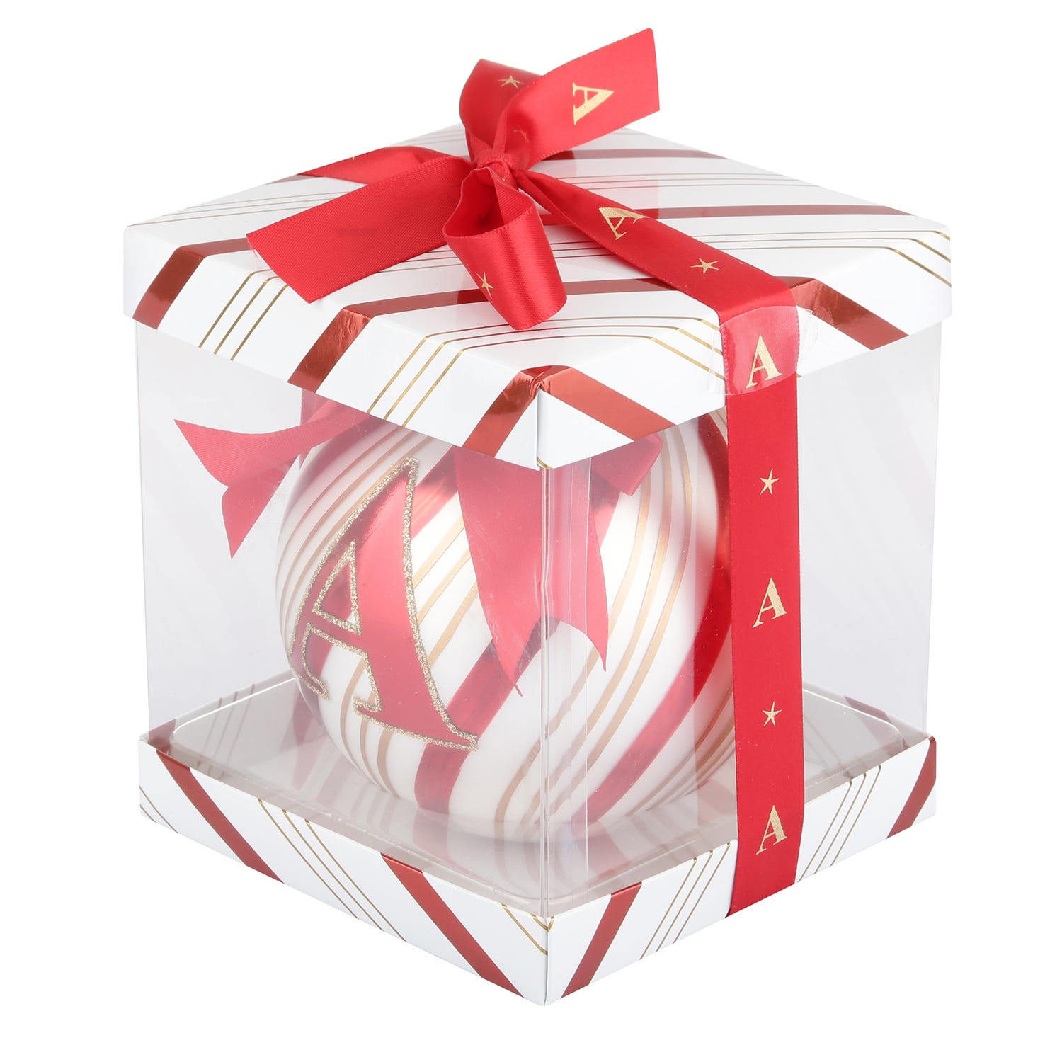 Pallina Natale con lettera A 10 cm Circus rosso