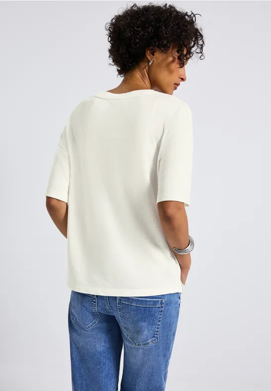 Strick-Look V-Neck T-Shirt