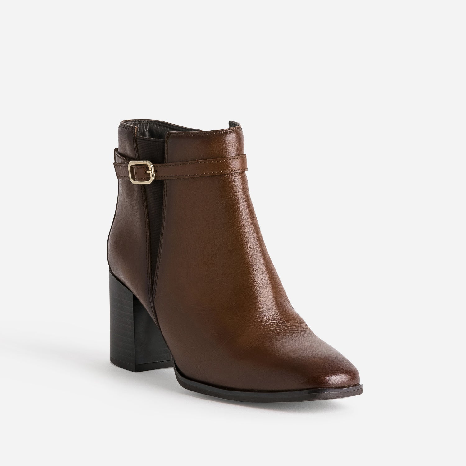 Boots marron en cuir à talon