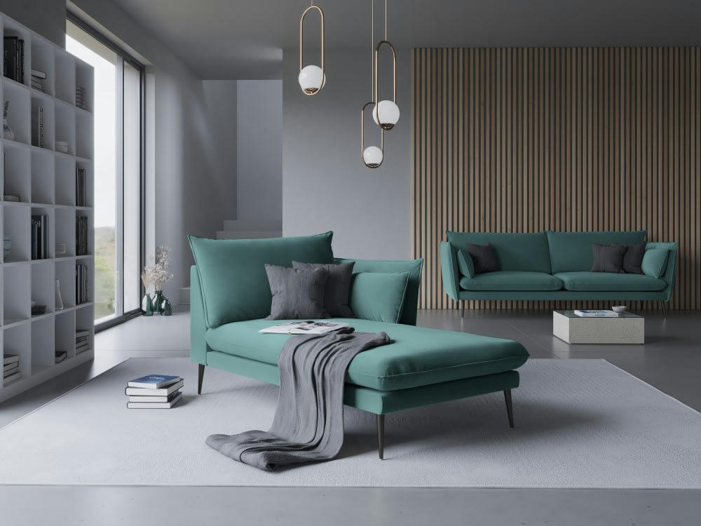 AGATE - Méridienne en velours pétrole