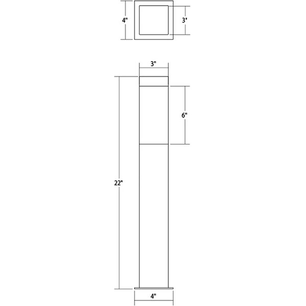 Square Column Textured Gray 22-inch LED Outdoor Bollard, White Shade