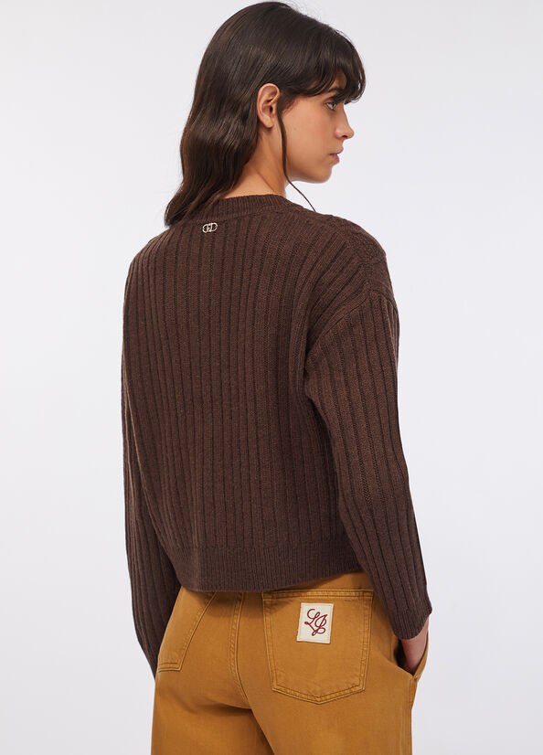 Cardigan in lana con bottoni gioiello