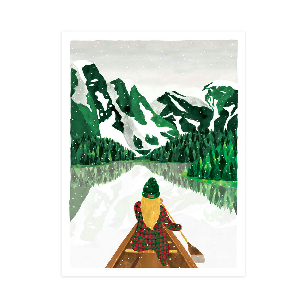 - Affiche illustrée d'un lac de montagne 30x40 cm