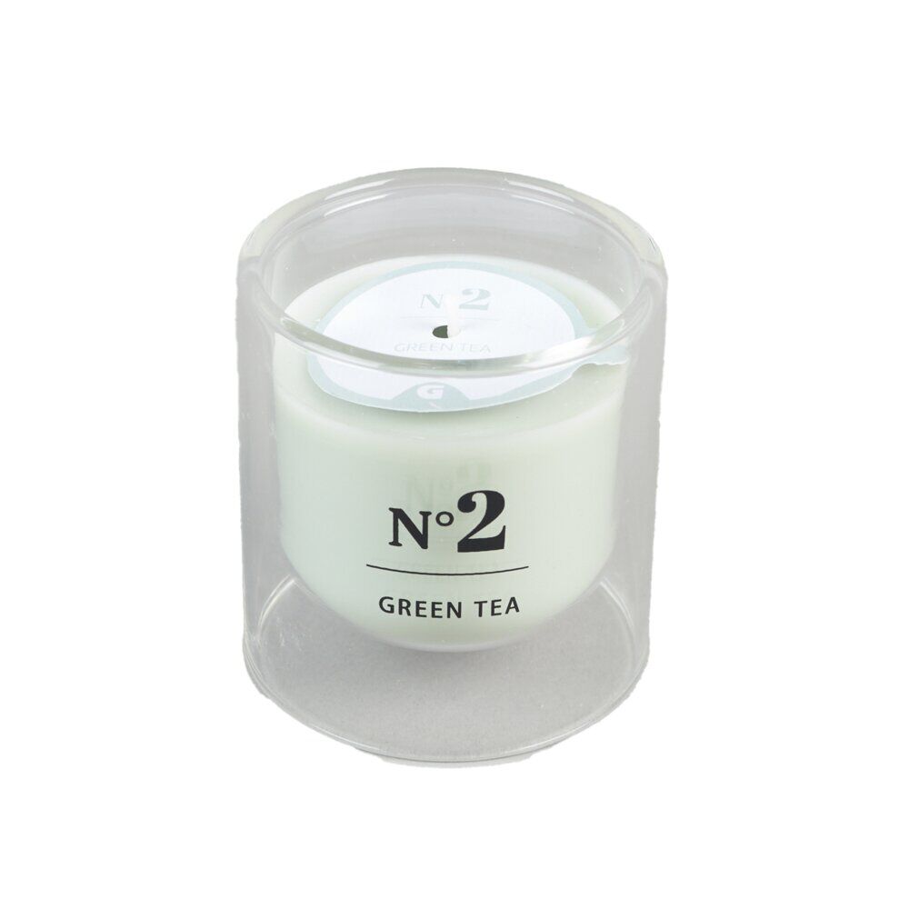 Bougie parfumée dans verre double paroi senteur thé vert 25H