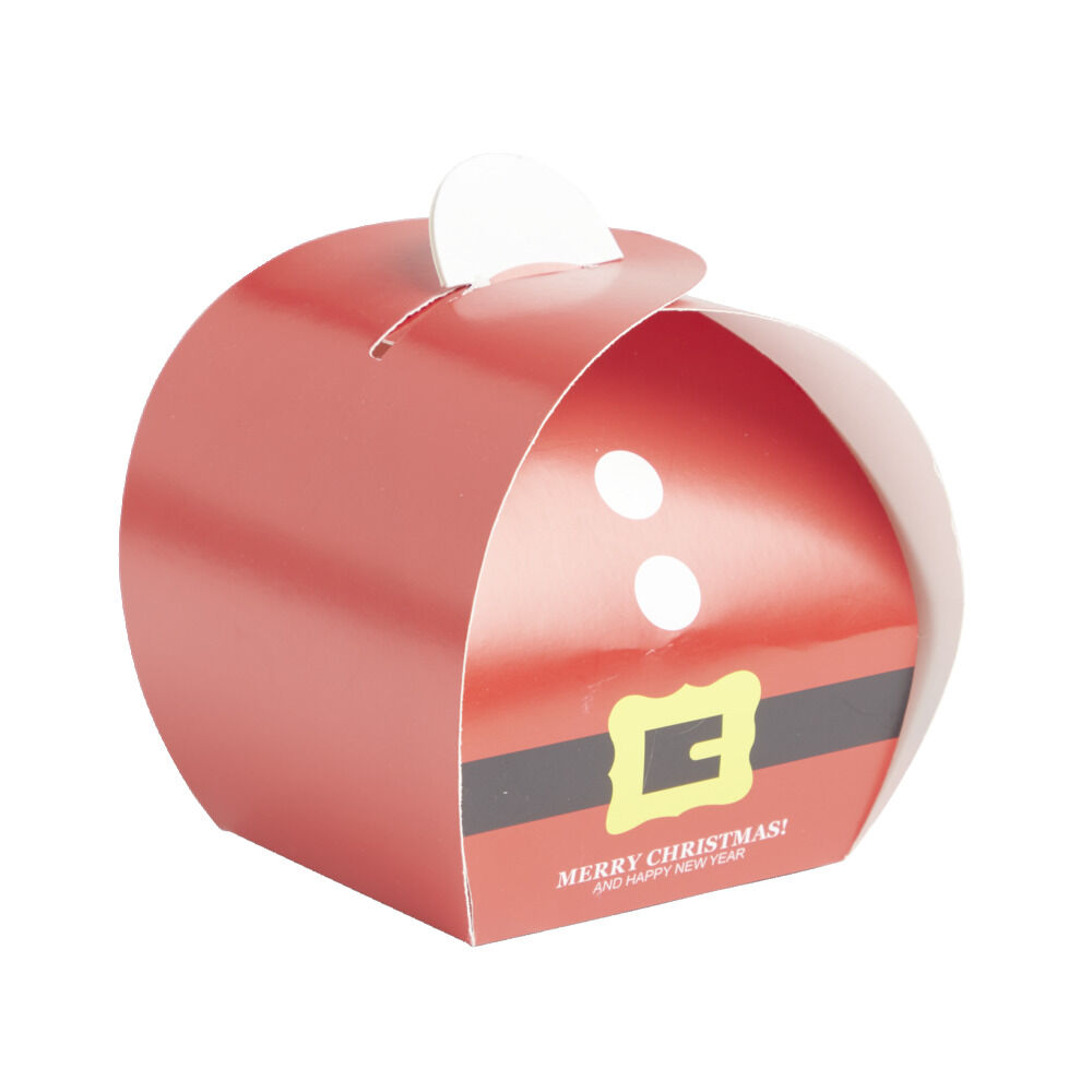 Lot de 4 boÎtes cadeaux forme tenue Père No&euml;l 10x10xH10,5cm