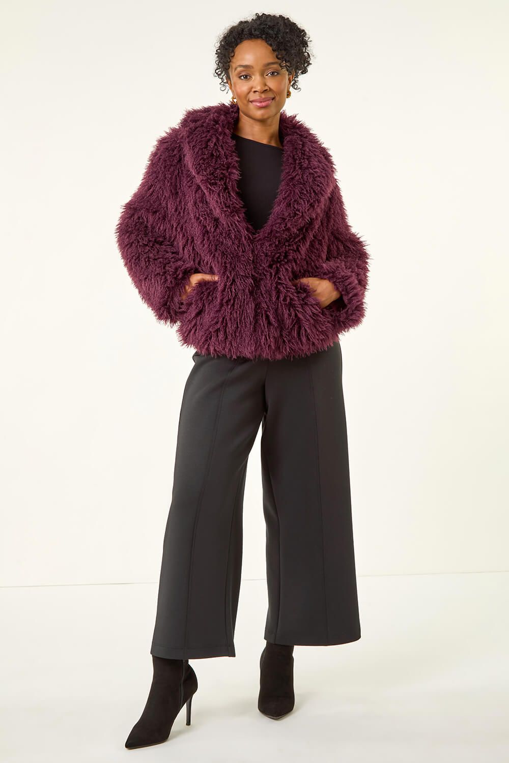 Roman Petite Faux Fur Collar Coat