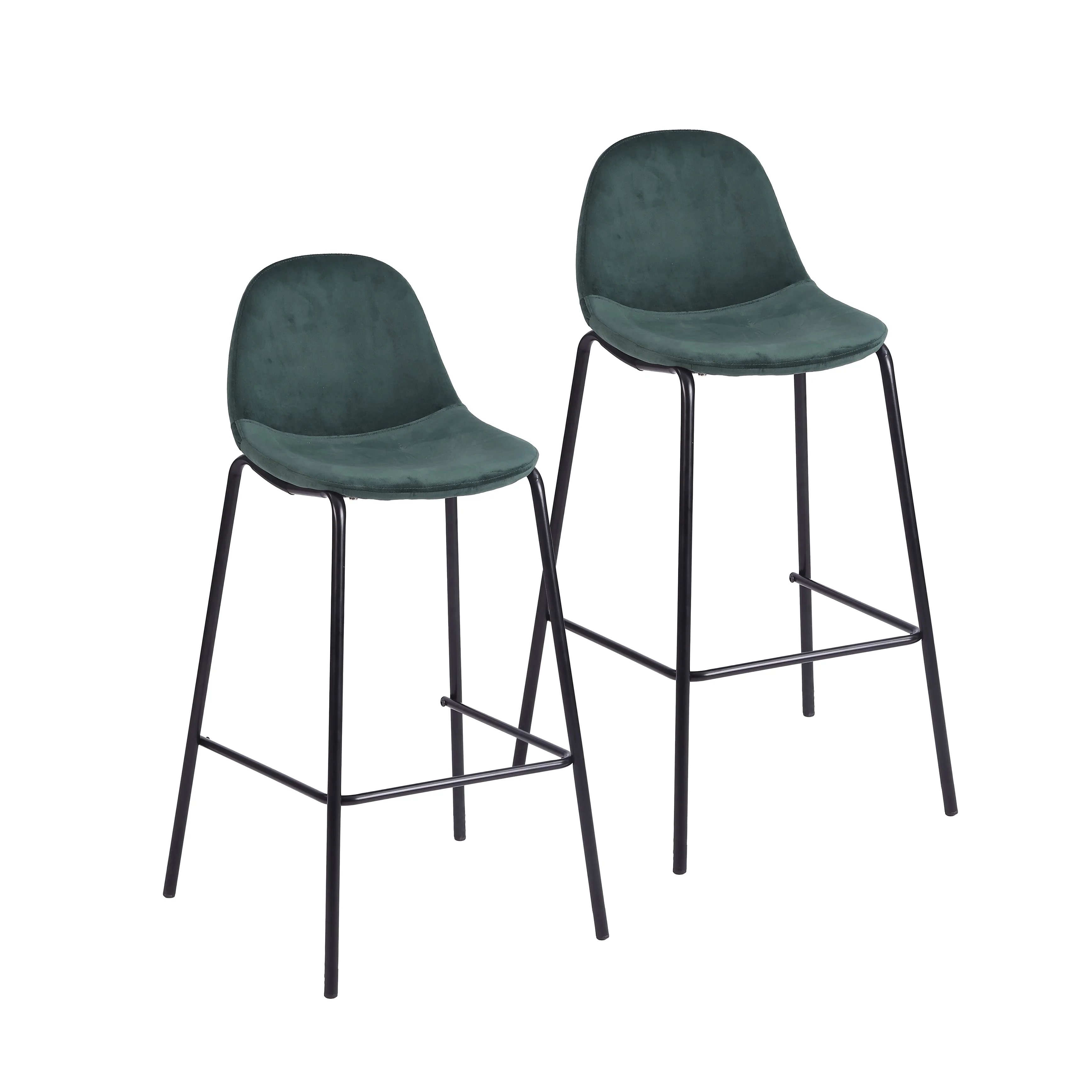 Porthos Home Tam Bar Stools Set Of 2, Velvet Upholstery, Iron Legs