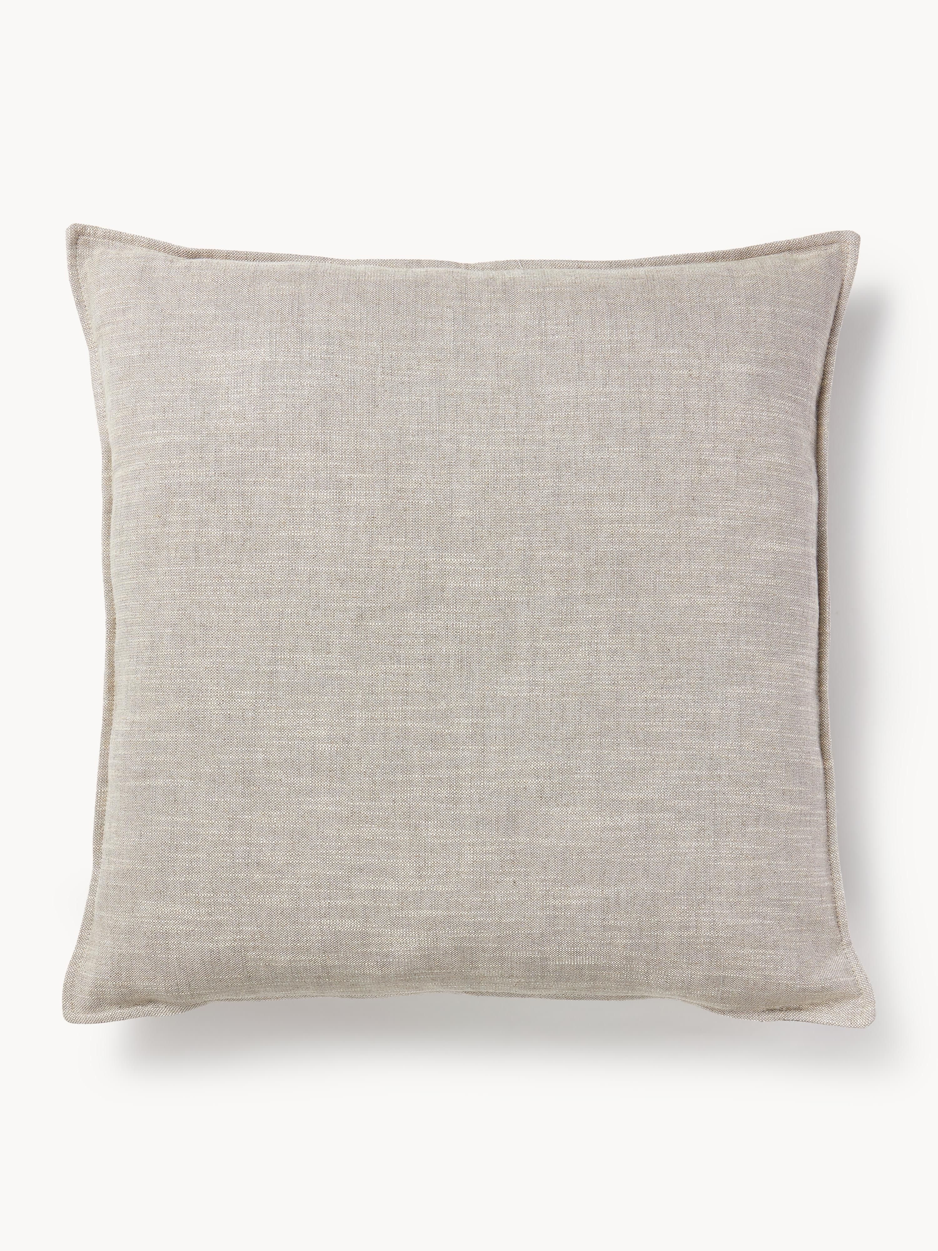 Großes Sofa-Kissen Lennon aus Leinen-Mix, 70 x 70 cm