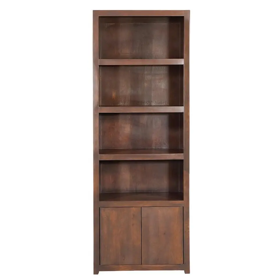 Mangohoutonline - Wandkast Phoenix 80cm Walnoot 4 Open Vakken, 2 Deuren - Mahom