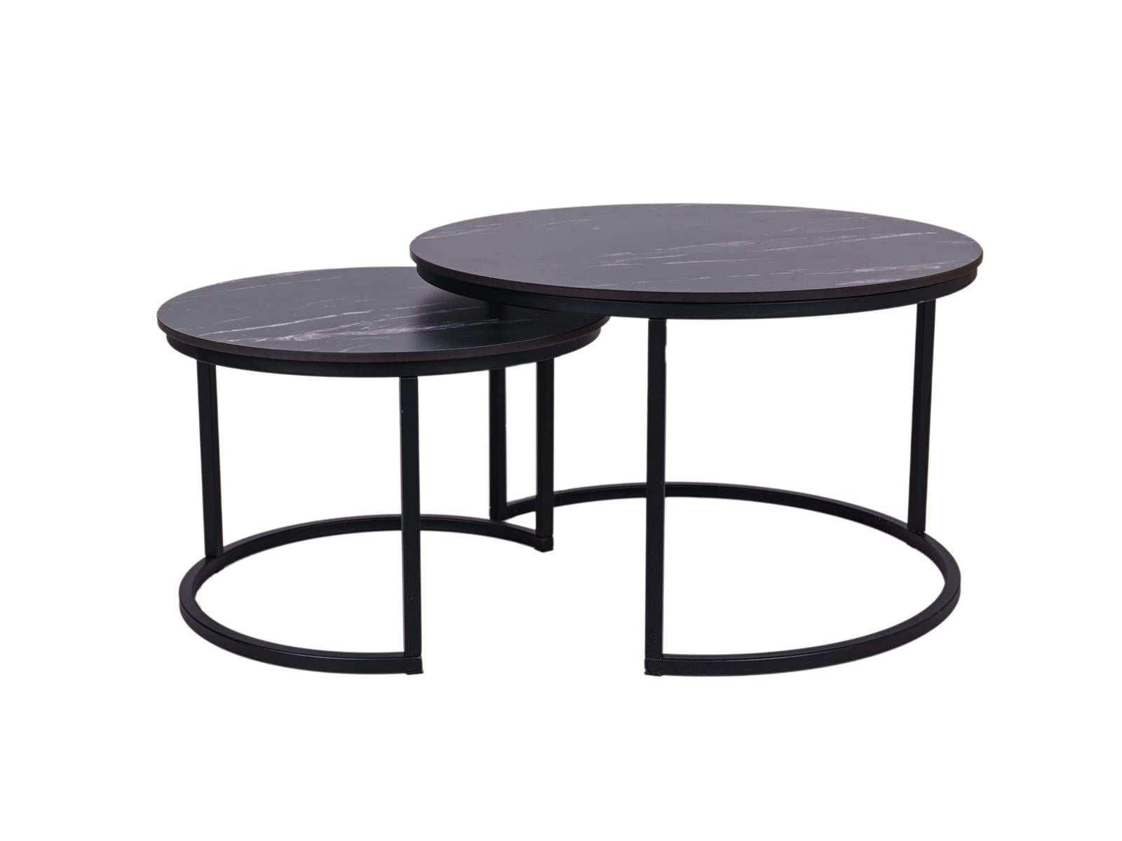MaximaVida ronde salontafel set Firenze 58 en 45 cm - zwart HPL marmer look
