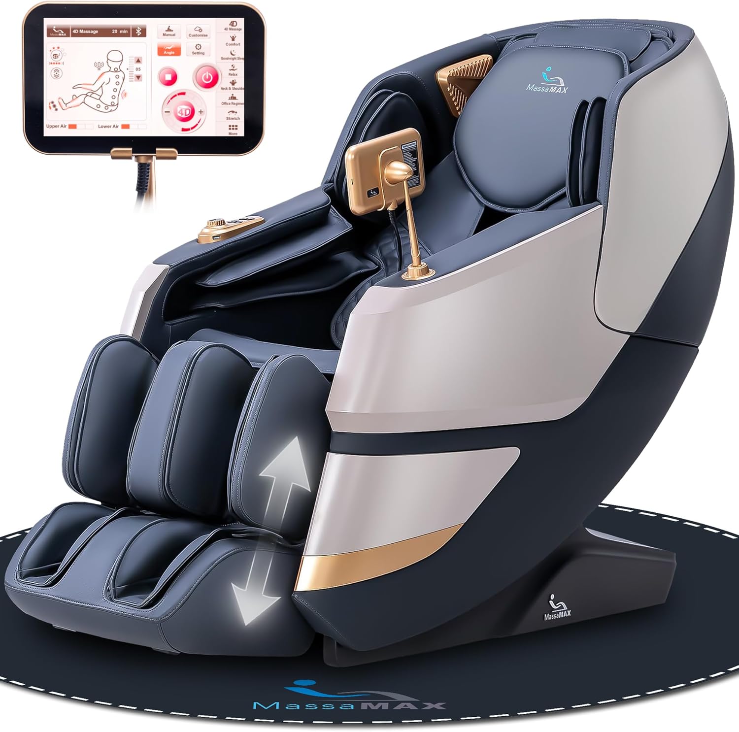 MassaMAX MT339 4D Massage Chair  Full Body Recliner with Auto Footrest  Zero Gravity  OTA Cloud Tech  SL Track  Deep Yoga Stretch  27 Modes  APP  AI Control  and Heating (Magic Black)