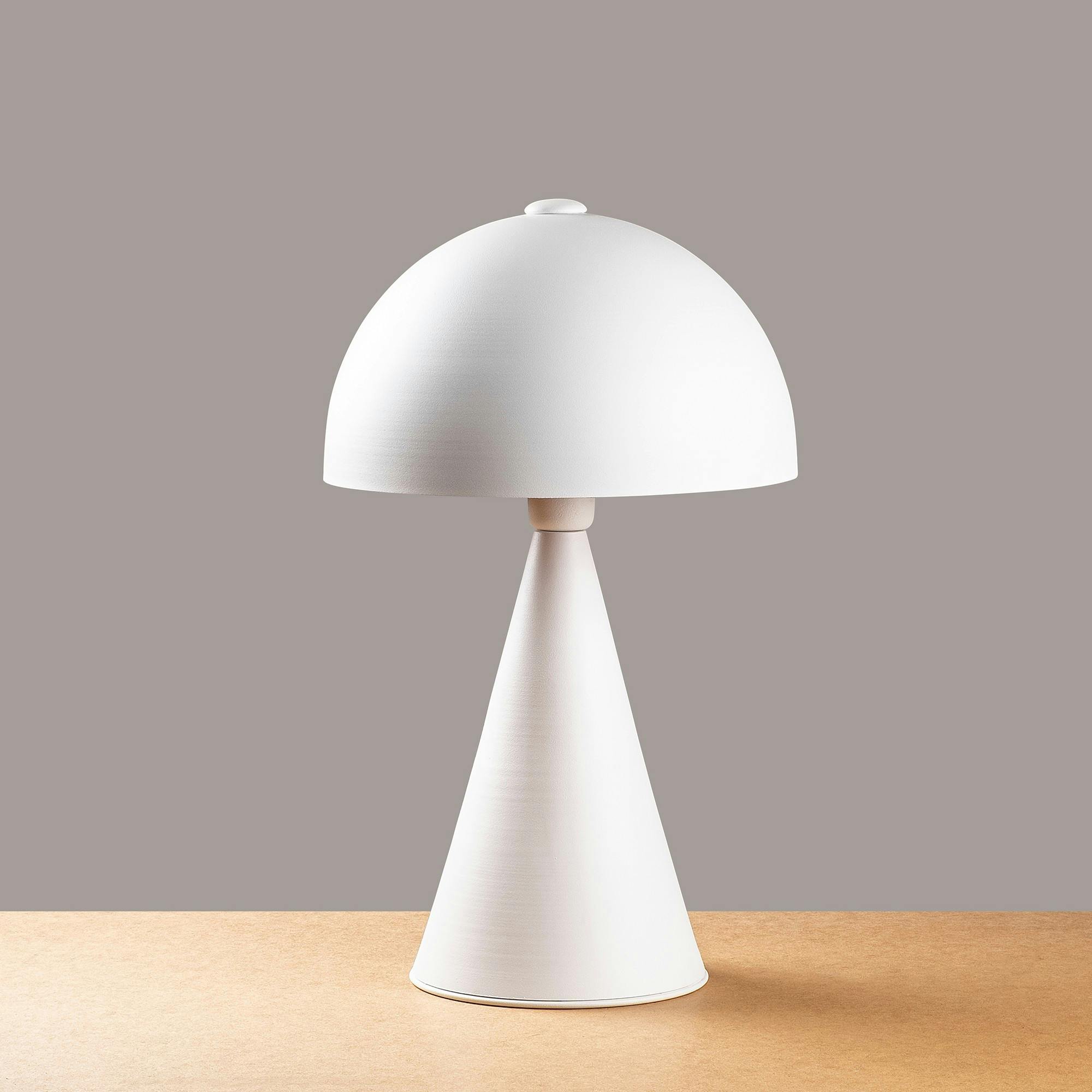 Lampe de table design blanche, abat-jour rond vintage SILE