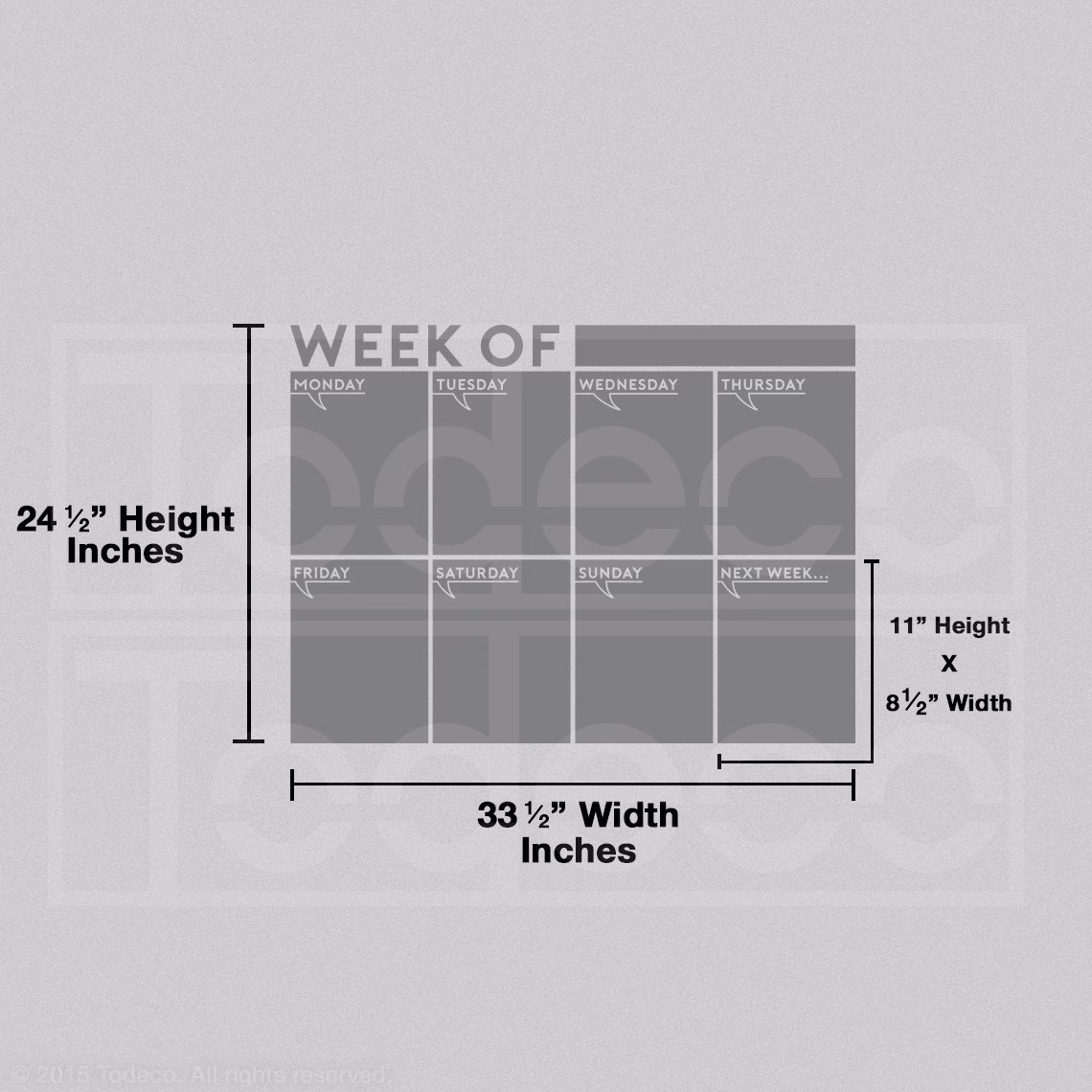 Modern Chalkboard Weekly Wall Calendar Decal