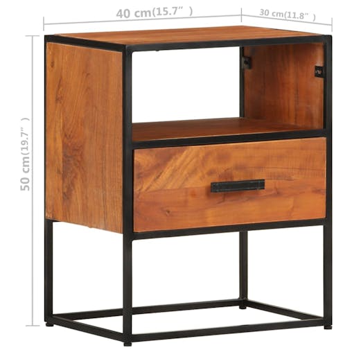 NNEVL Bed Cabinet 40x30x50 cm Solid Acacia Wood