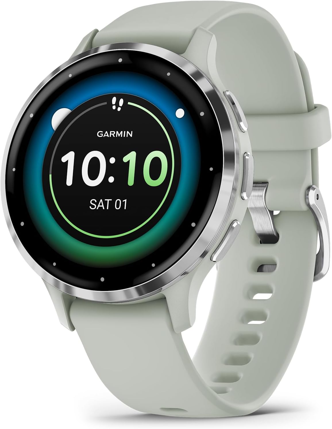 Garmin Venu 3S Running GPS Smartwatch with AMOLED Display  Advanced Health  Fitness Features  Up to 14 Day Battery Life with Signature Power Bundle | Silver with Sage Gray Silicone Band