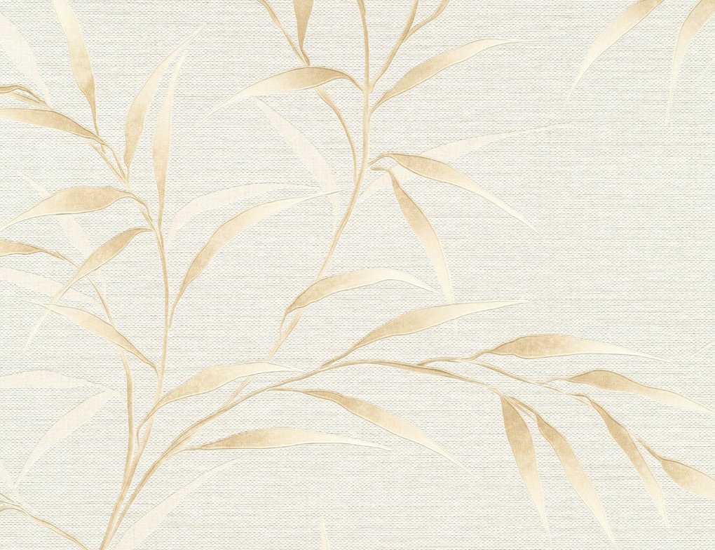 Vliestapete Blume Creme, Gold