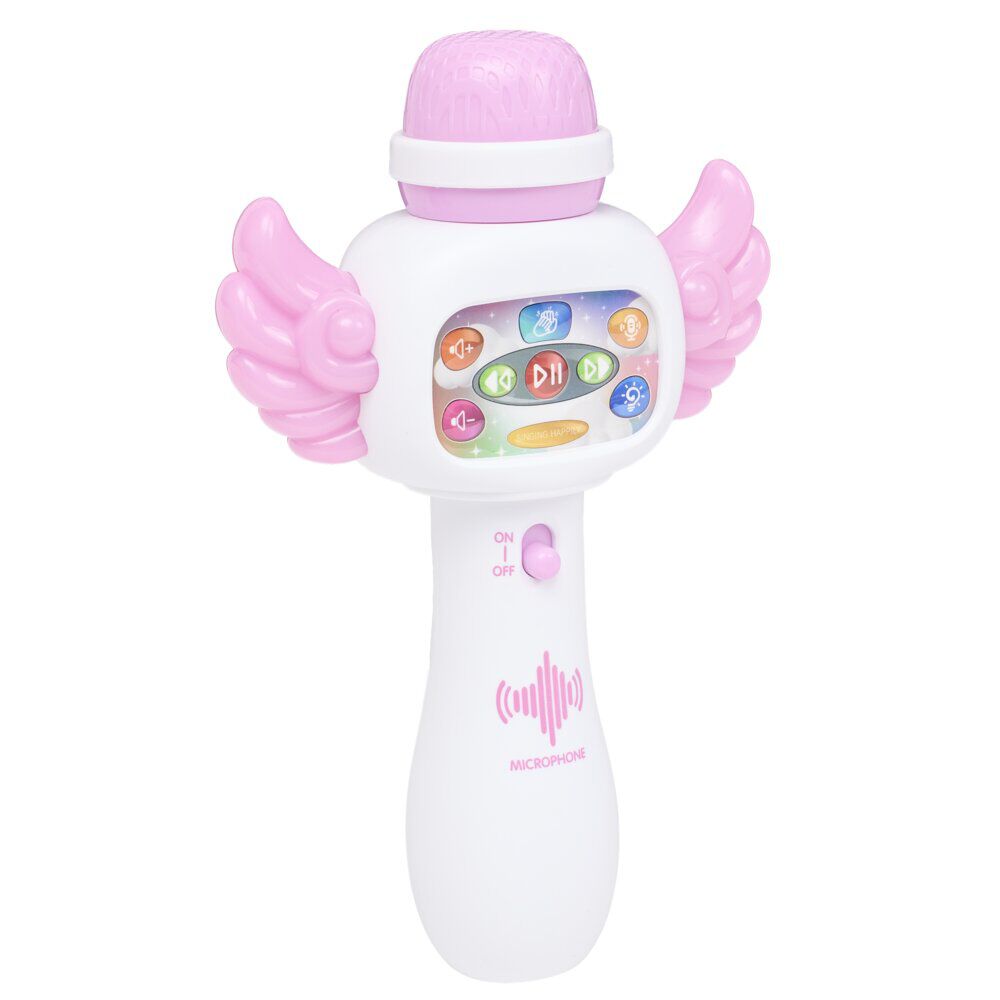 Microphone enfant avec son et lumière plastique L21cm (2 modèles bleu ou rose)