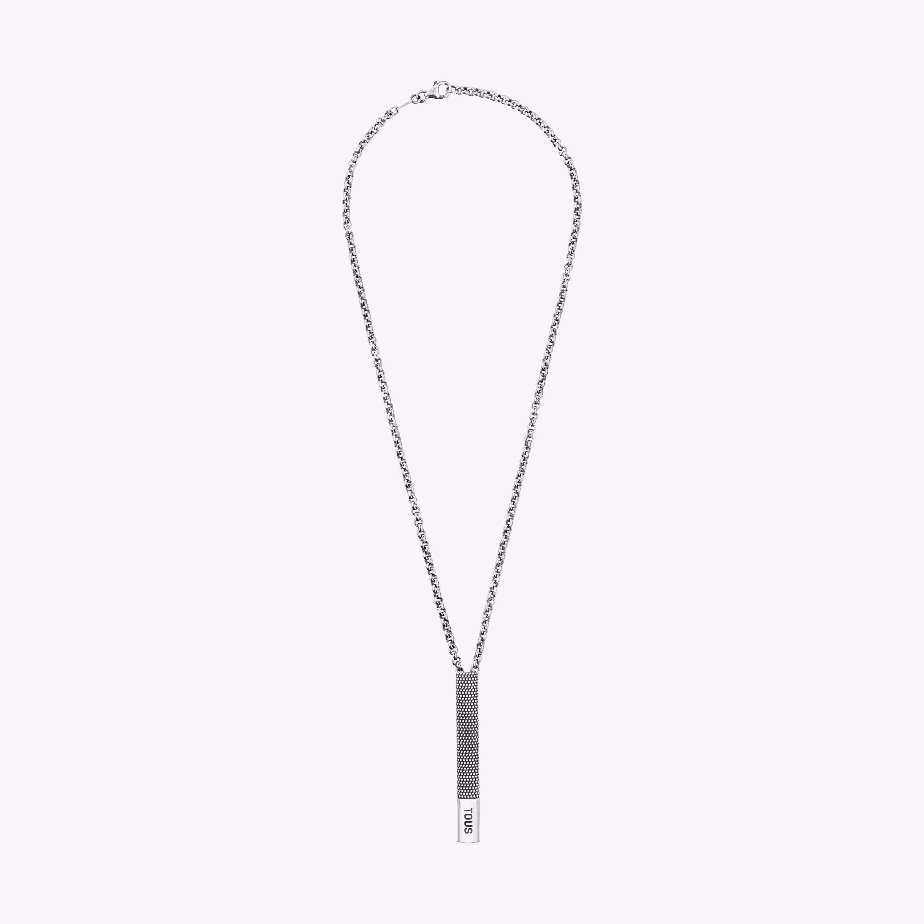 Collar corto cadena de plata envejecida y motivo pasador corbata TOUS Man