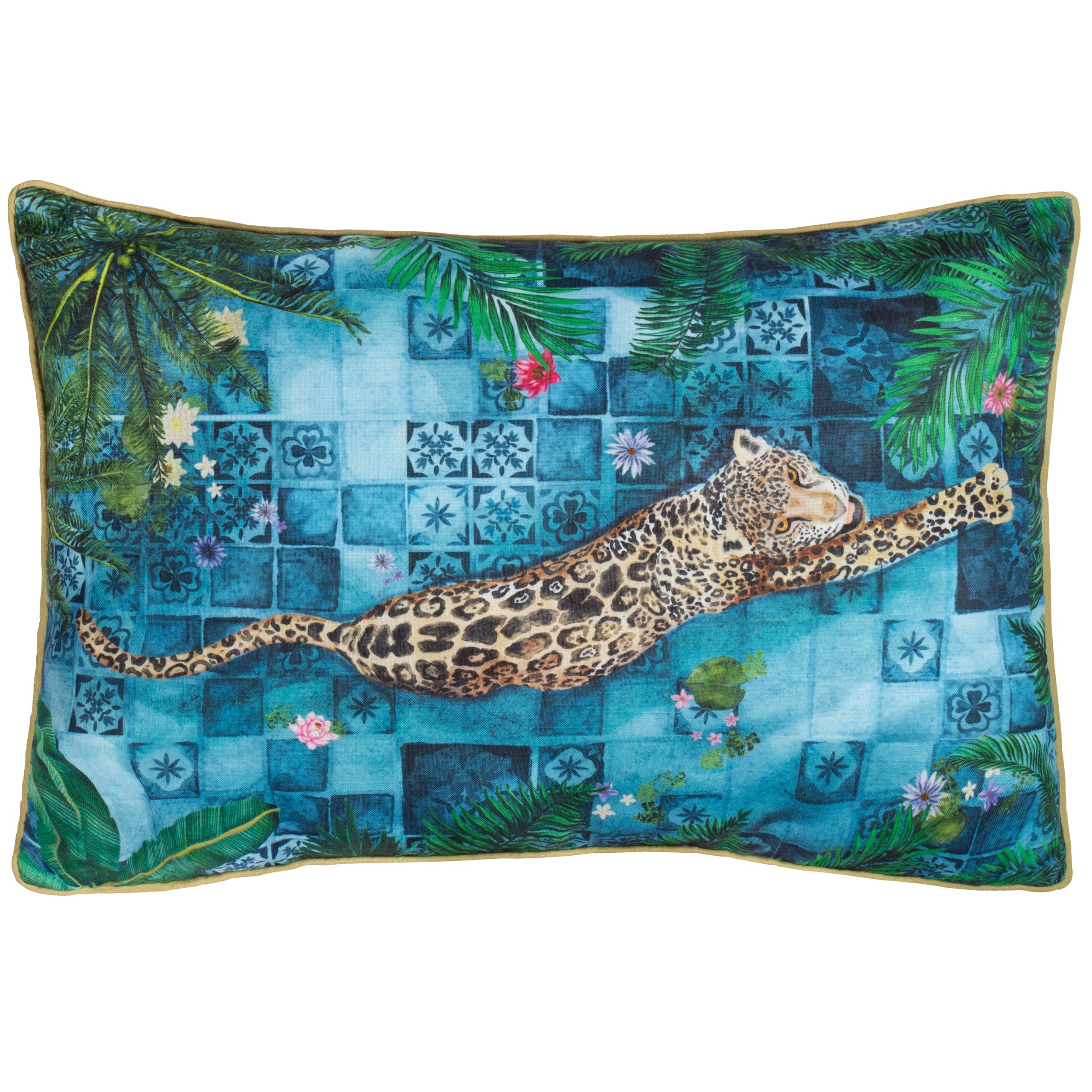 Paoletti Majorelle Leopard Moroccan Piped Outdoor Cushion