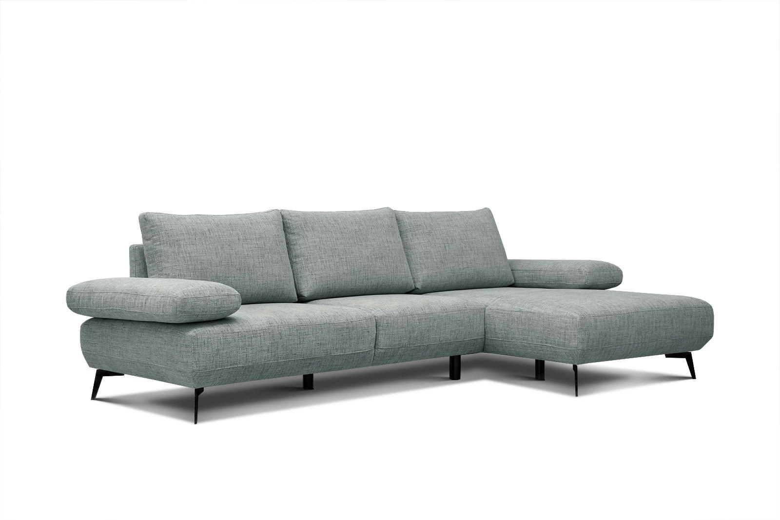 MELLO - Canapé d'angle droit 4 places tissu bleu pâle