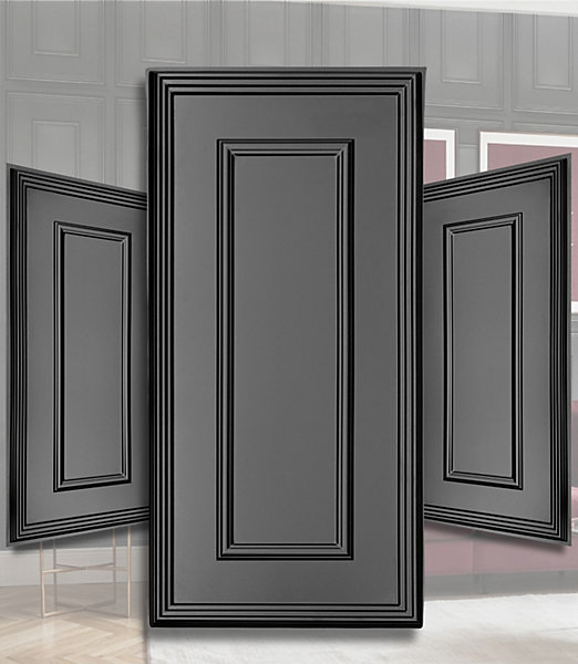 0.5m² Panneaux muraux 3D PVC Style italien moulures classiques étanches 100x50 cm Black TD100