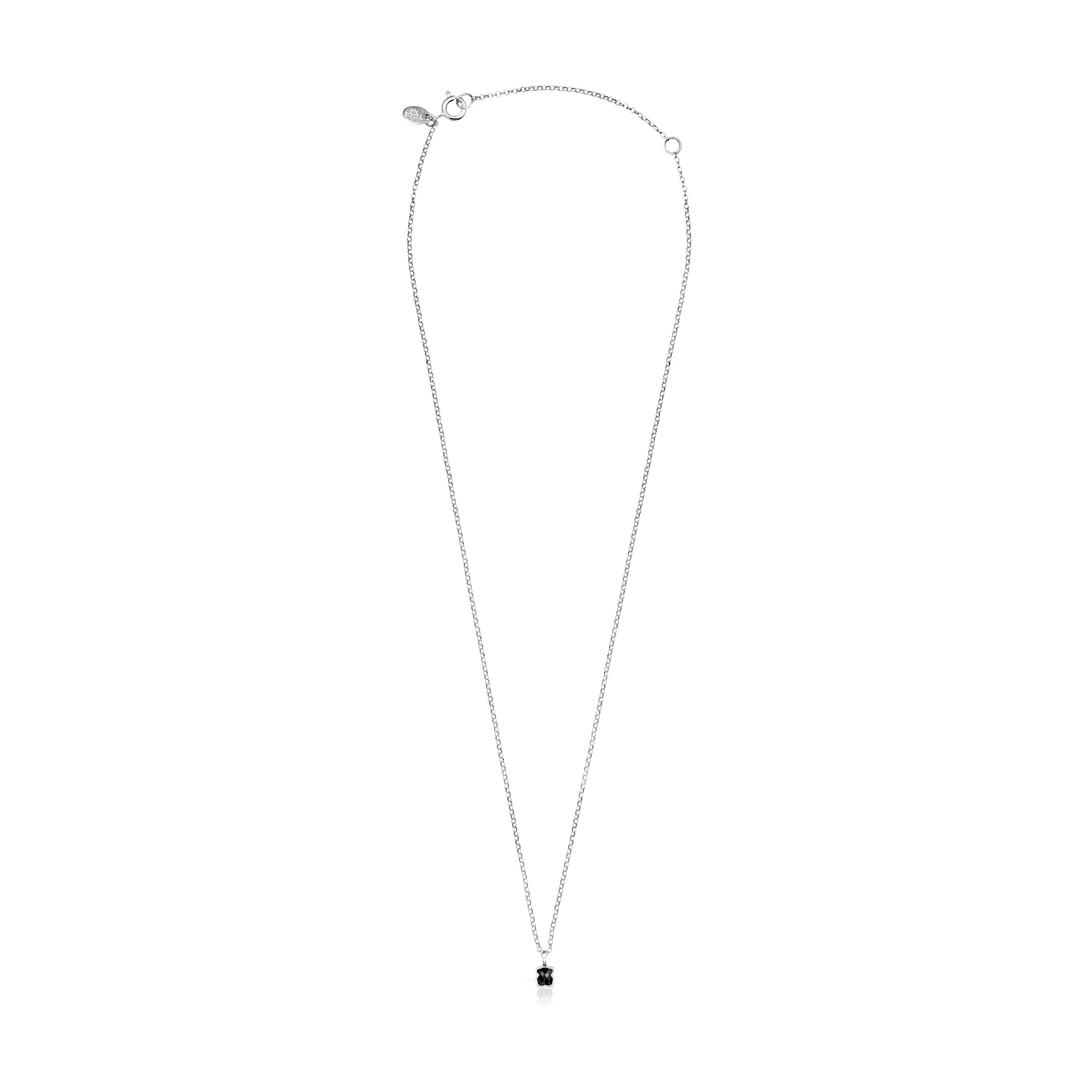 Collar de plata con motivo oso de ónix facetado TOUS Mini Onix