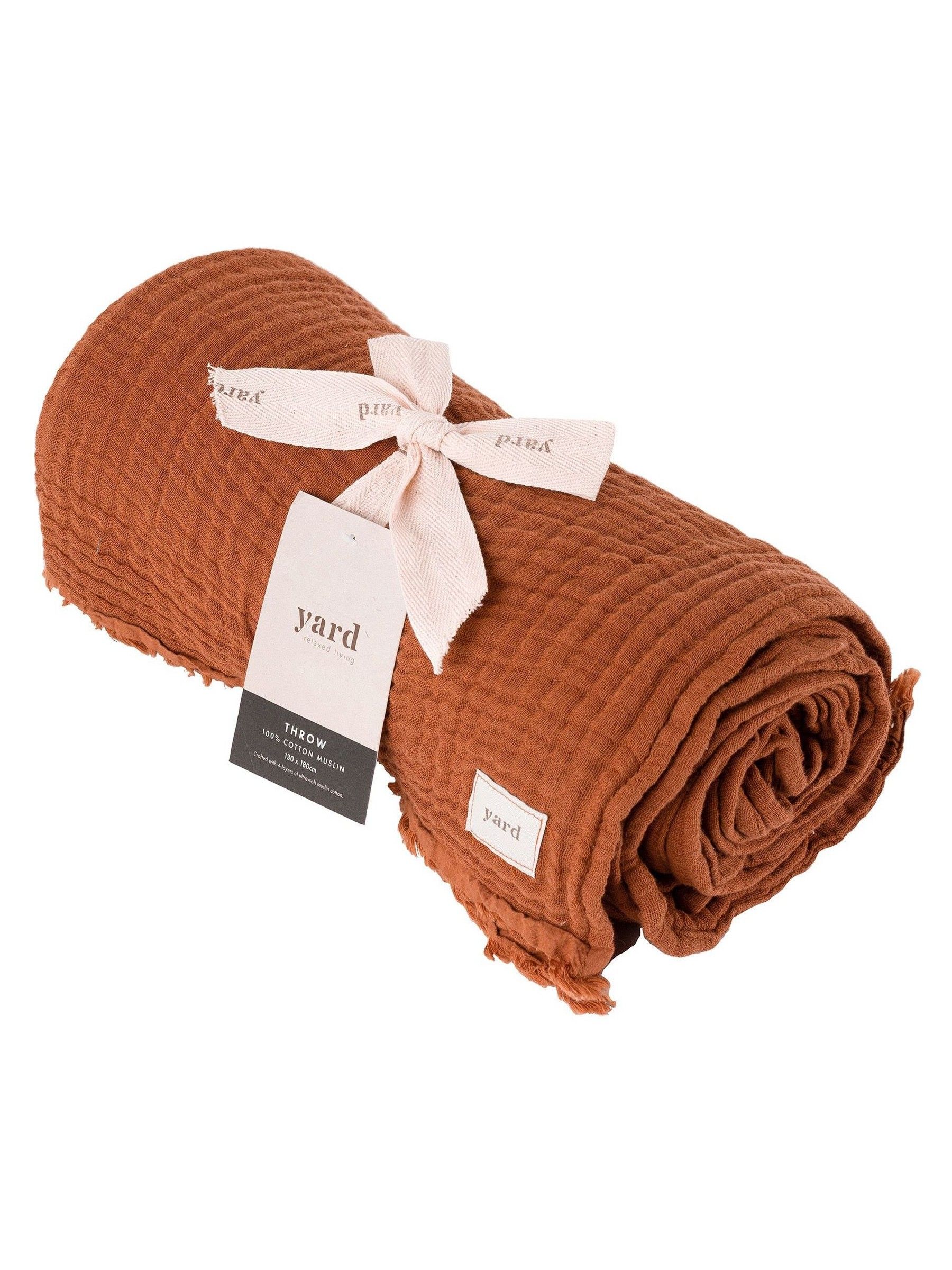 Yard Pecan Brown Lark Muslin Crinkle 100% Cotton Throw