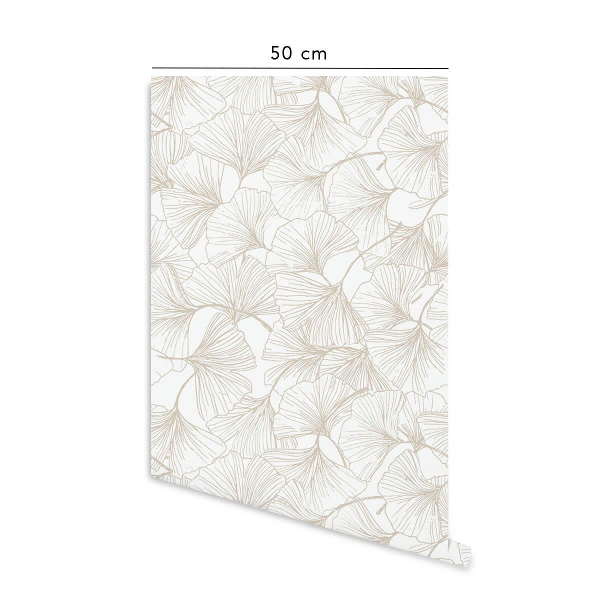 GINGKO - Papier peint vinyle adhésif écru 50x300 cm