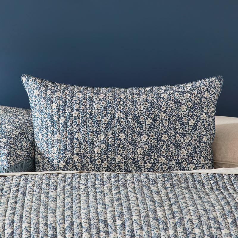Eliza Storm Blue Quilted Pillowcases