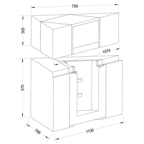 Eckmodul »Ravenna«, BxHxL: 113 x 87,5 x 79,9 cm, weiß