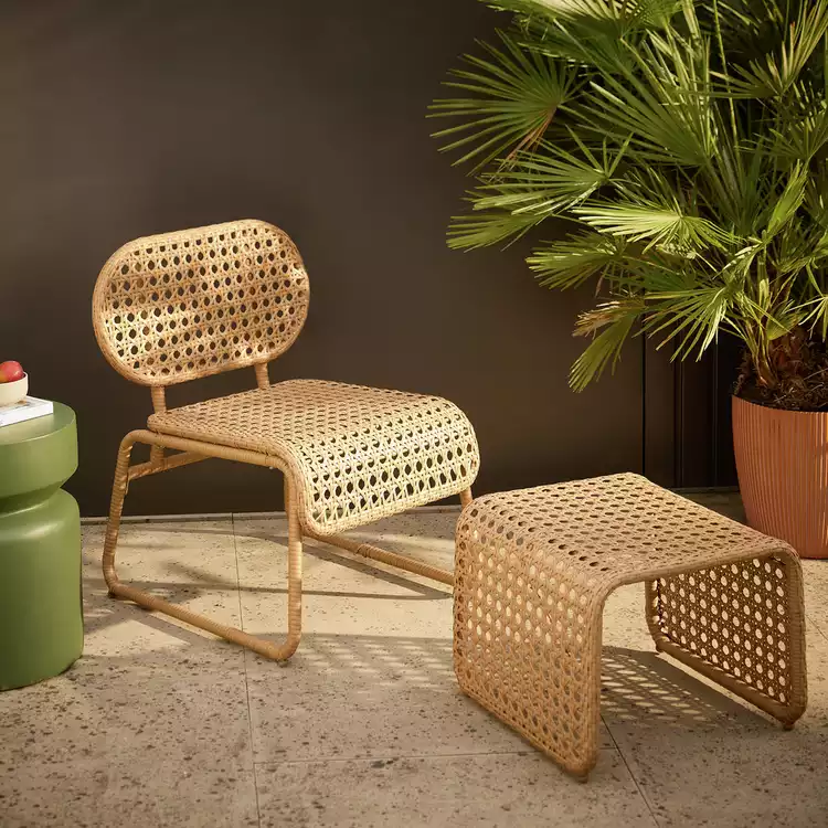 Habitat Global Accent Chair and Footstool - Natural