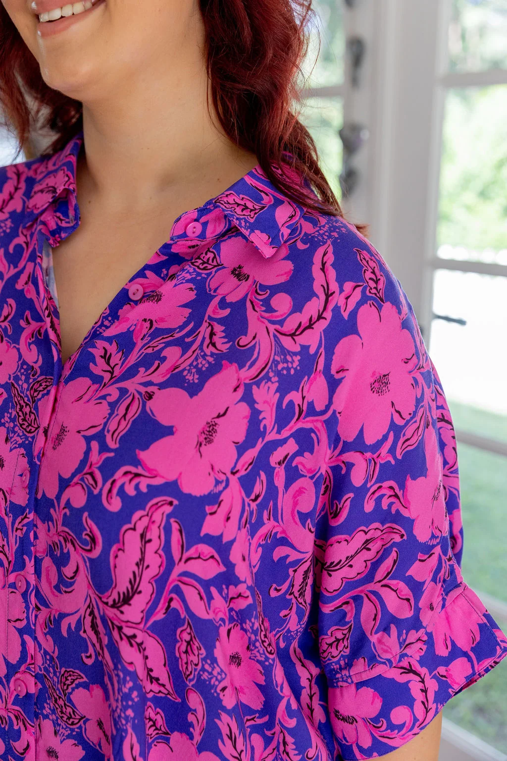 Tammin Shirt in Purple Blooms