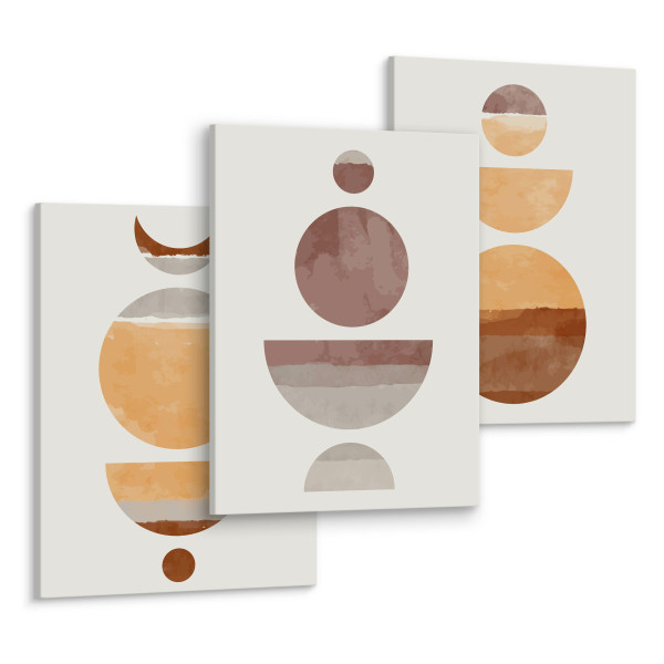 OBRAZY SET ABSTRAKCJA BOHO KSZTAŁTY GEOMETRYCZNE 90x40cm