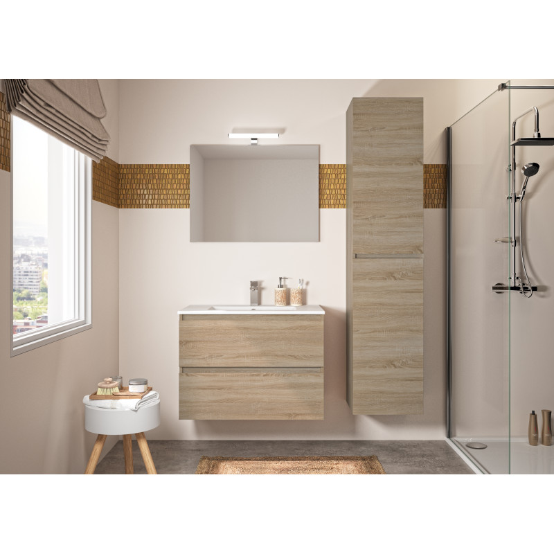 Ensemble de salle de bain Bazil avec tiroirs chêne hamilton 80 cm ALLIBERT