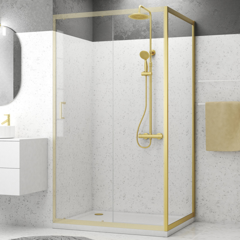 Paroi de douche fixe Factory Gold 90 x 200 cm AURLANE