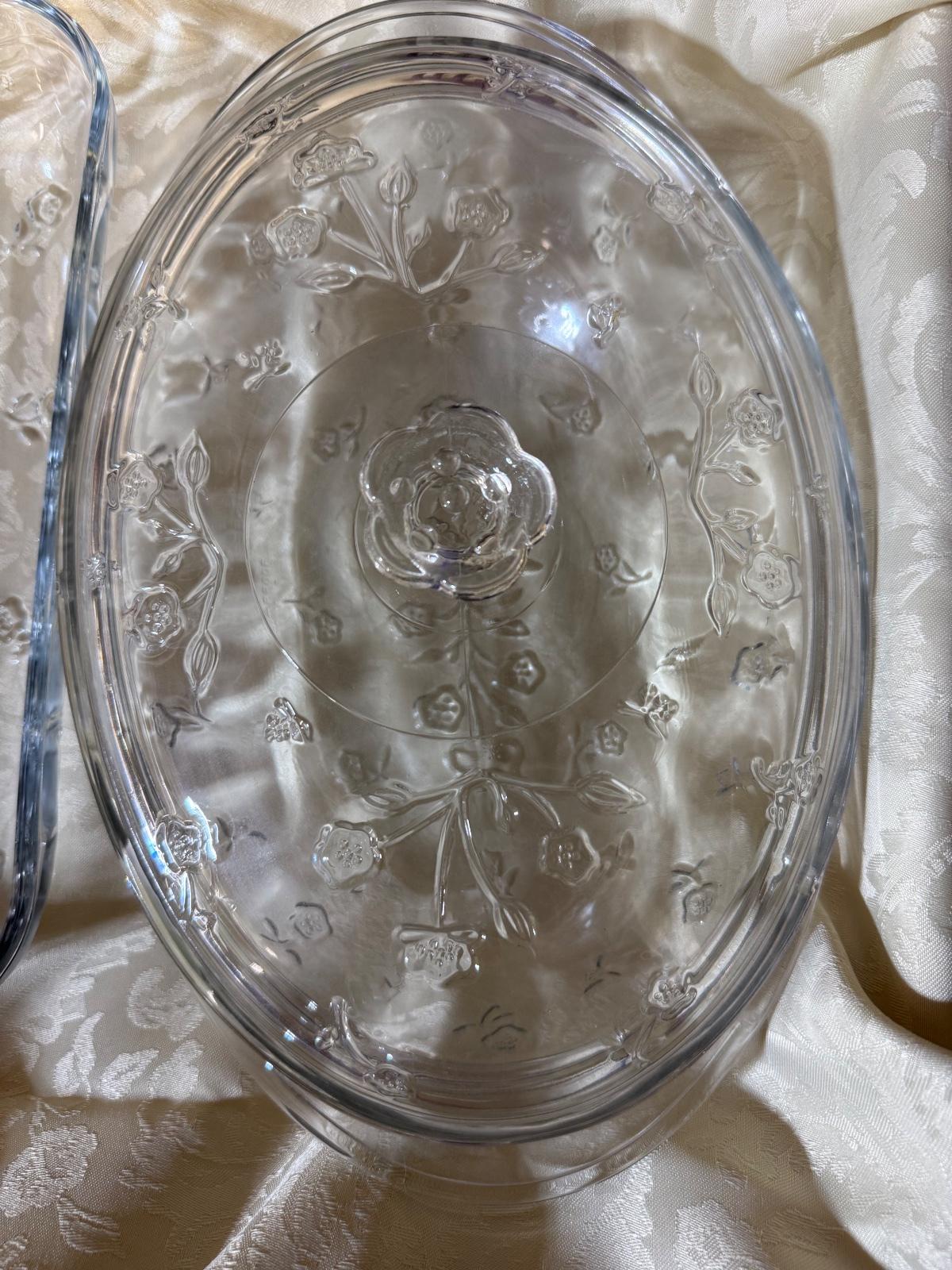 Vintage Anchor Hocking Savannah Floral Glass Bakeware Set Cottagecore 3 Piece