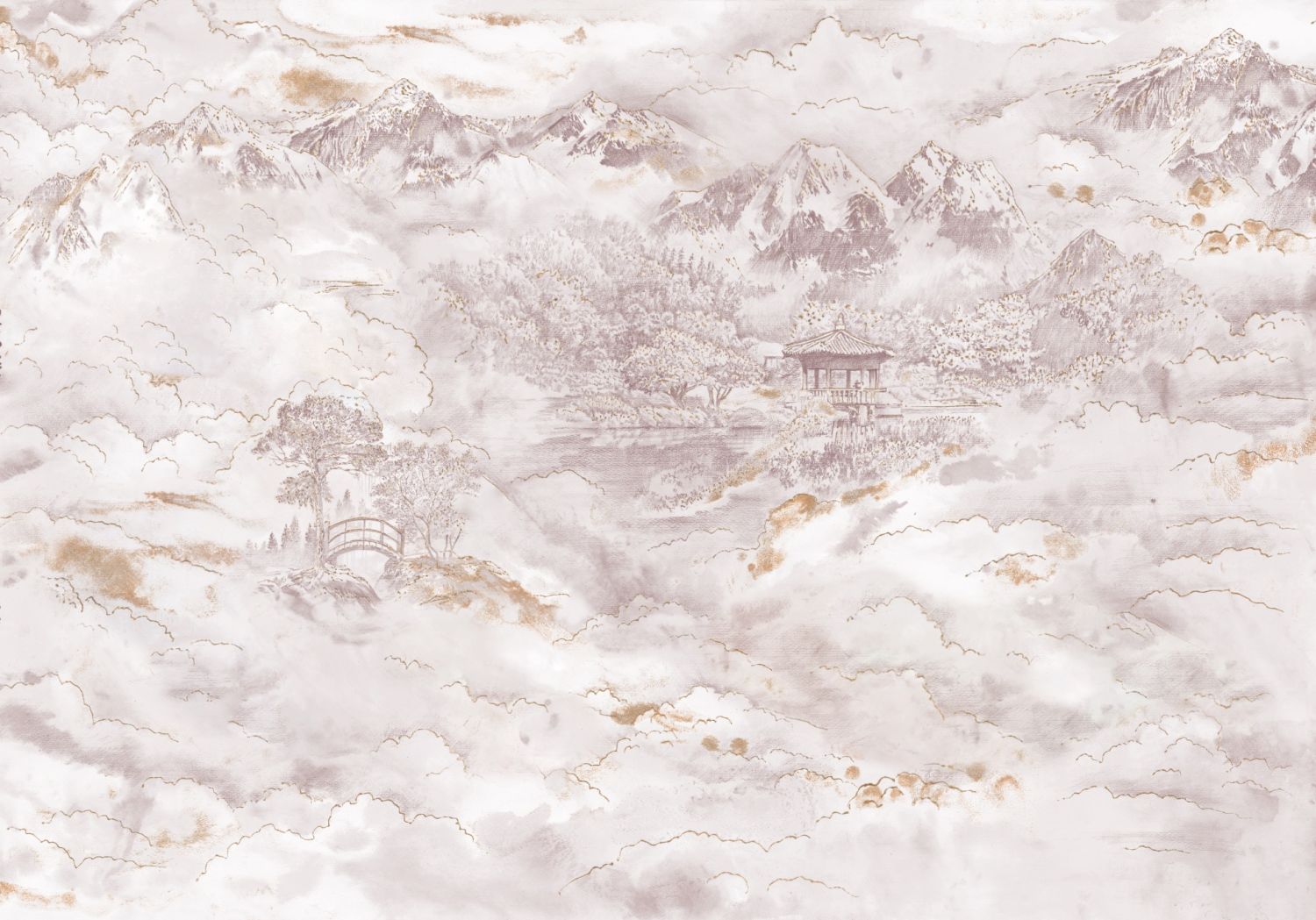 Sanders & Sanders fotobehang berglandschap licht paarsgrijs - 400 x 280 cm - 612054
