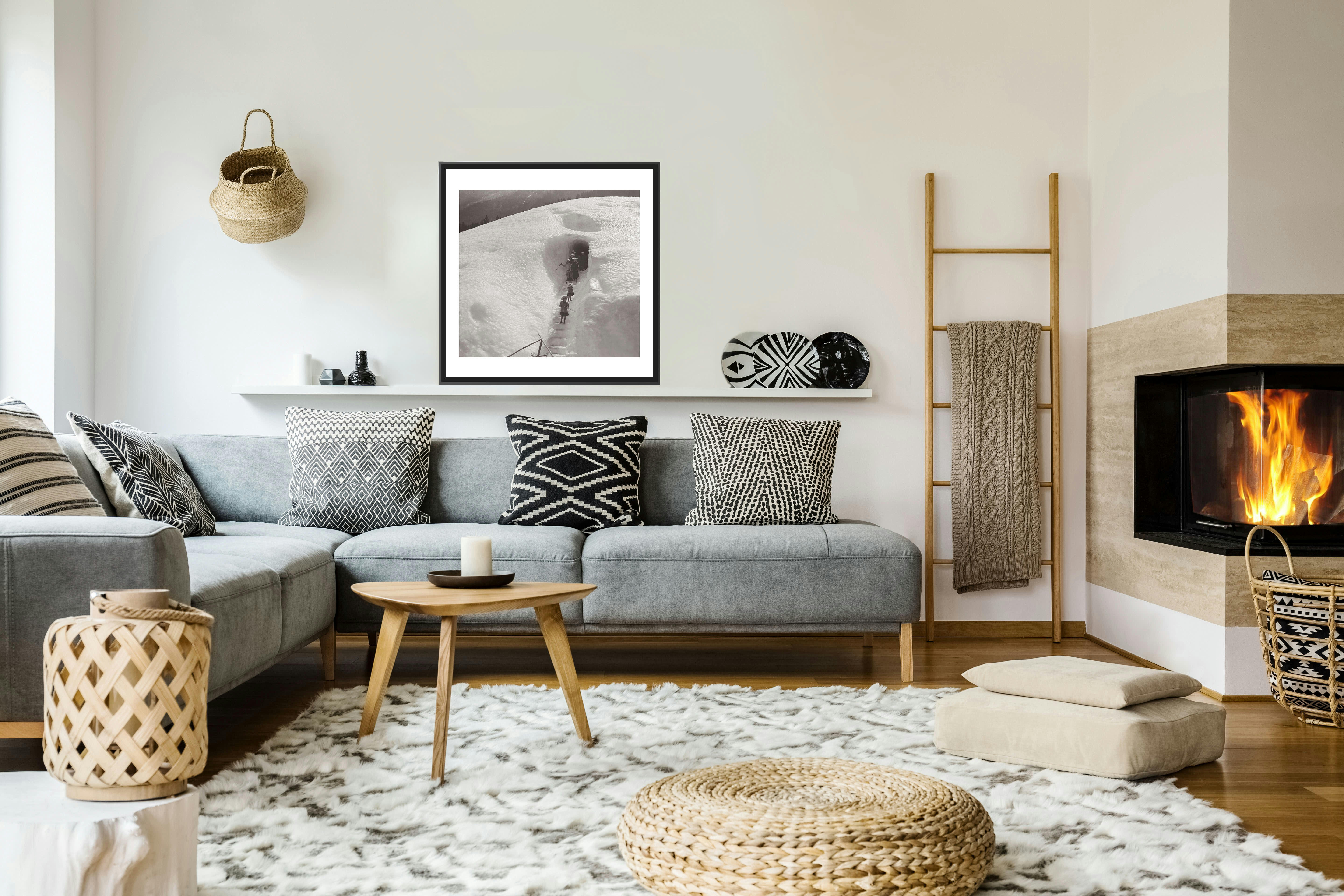 MONTAGNE - Photo ancienne noir et blanc montagne n°26 alu 60x60cm