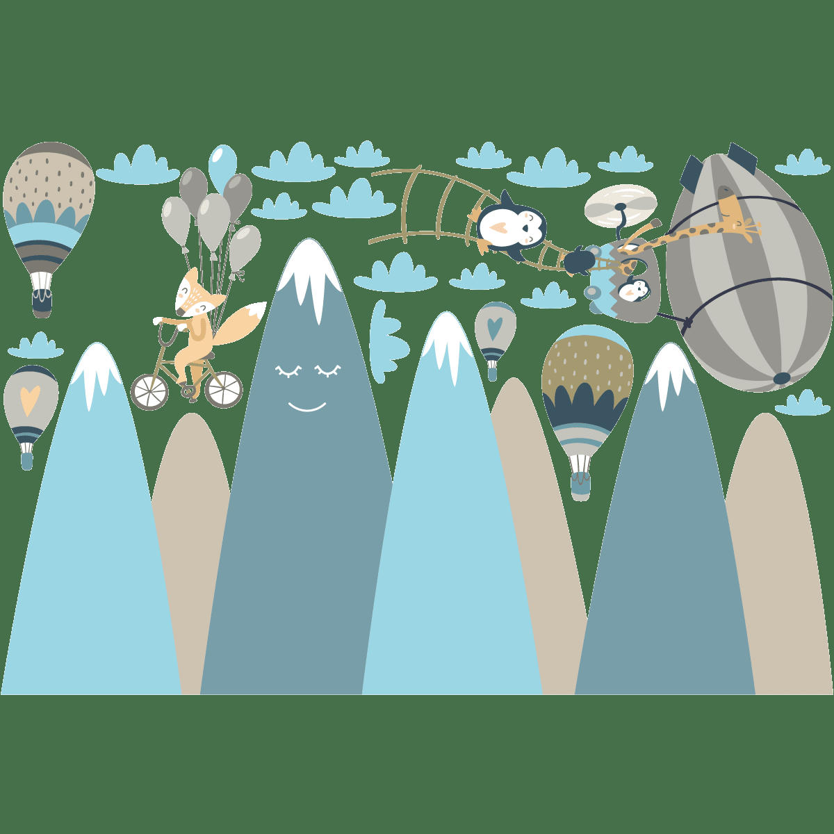 - Stickers enfant montagnes scandinaves animaux en voyage 110x165cm