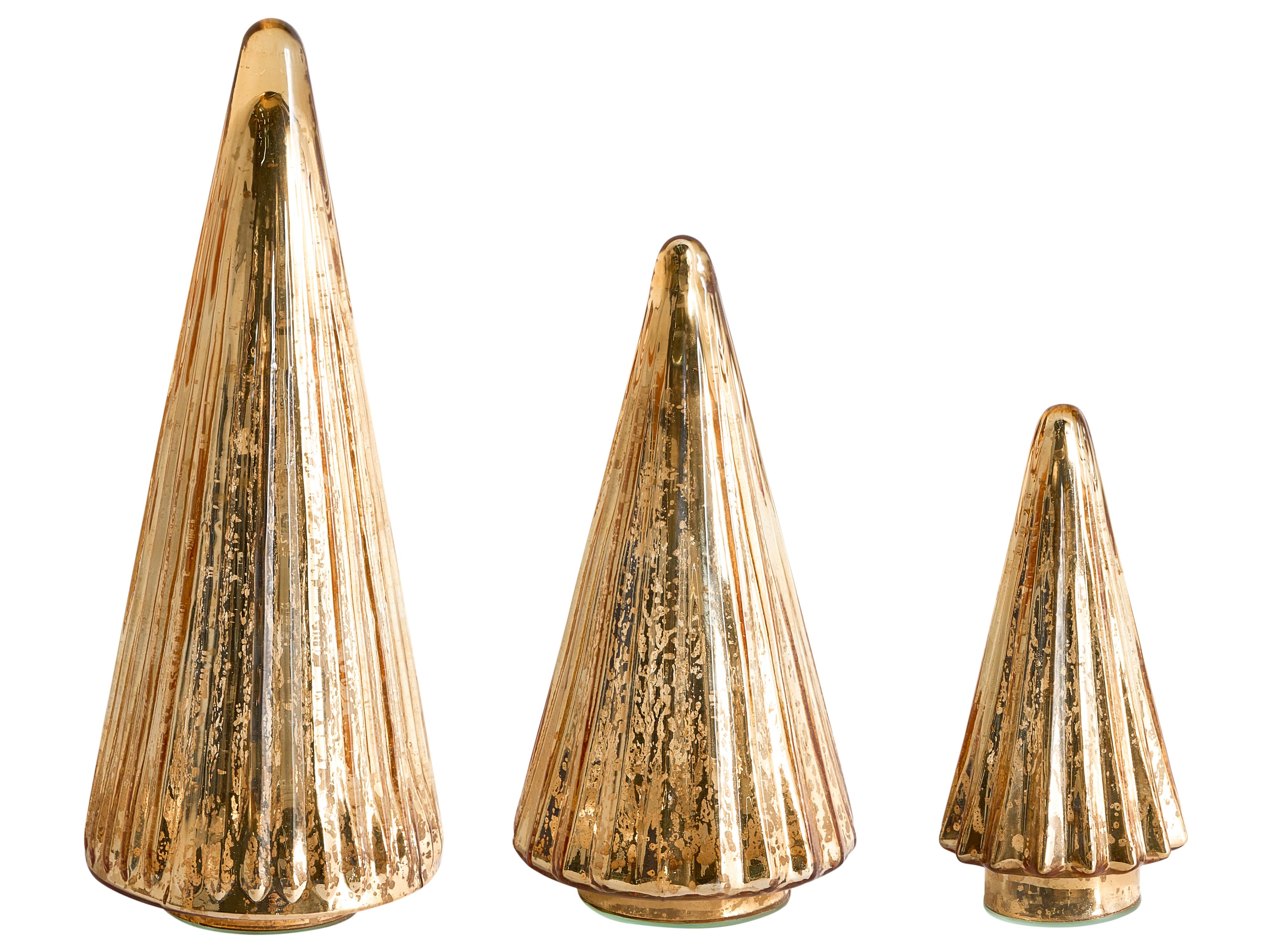 Set of 3 Figurines OYEREN Christmas Tree 21/29/37 cm Gold