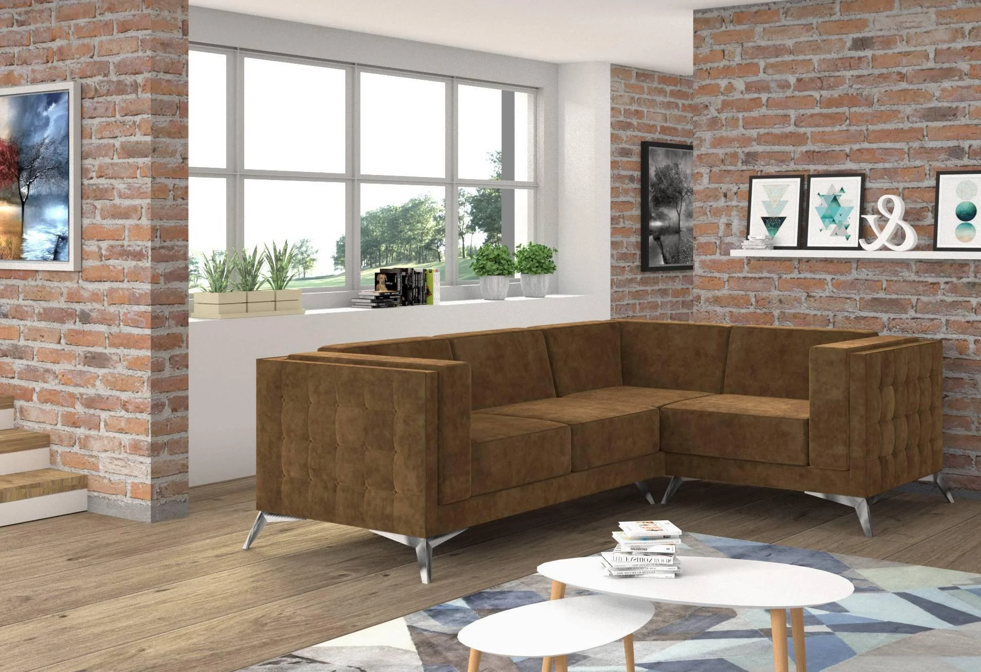 3-zitshoekbank Gusto rechts velvet