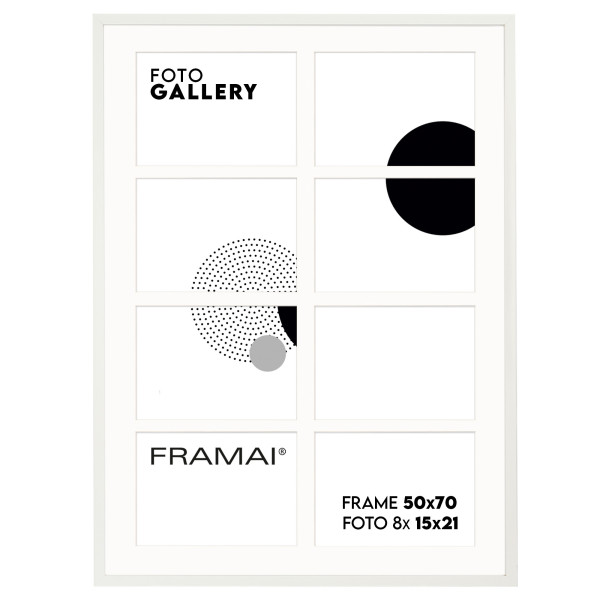 Ramka na zdjęcia 8 zdjęć 15x21 cm rama biała foto galeria 50x70 FRAMAI®